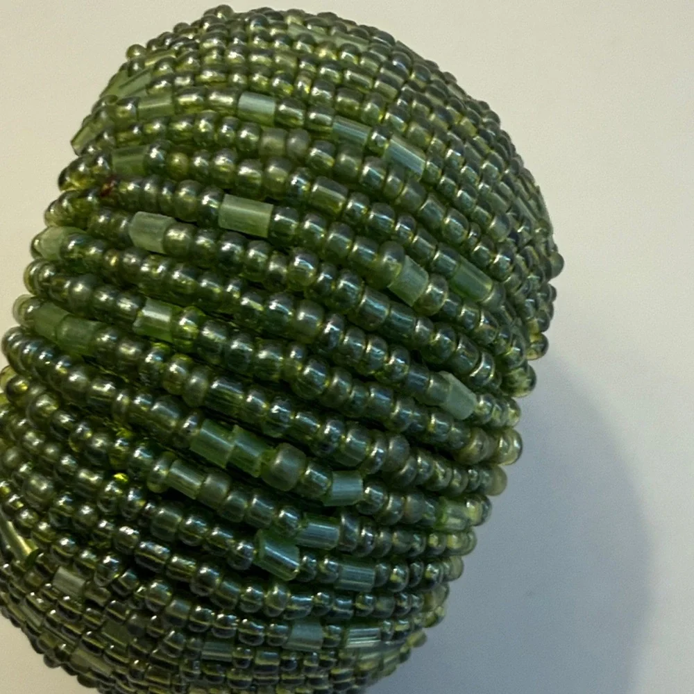 Set of 4 Olive Green Beaded Napkin Holders